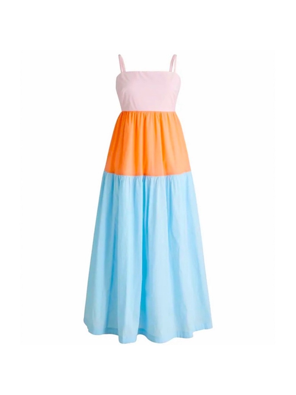 J.Crew Colorblock Maxi Sundress in Pink, Orange & Light Blue